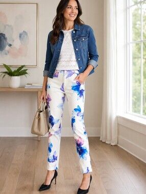 Banana Republic Ryan Fit Floral Ankle Pants Career Chic Office Trousers 12